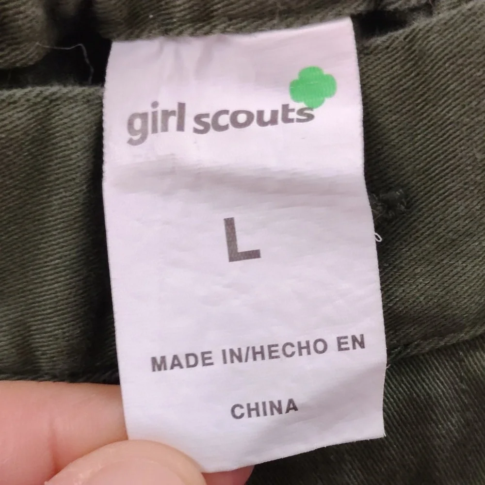 Girl‎ Scouts Kids Size L Olive Green Cargo Utility Uniform Pants  Cotton Blend